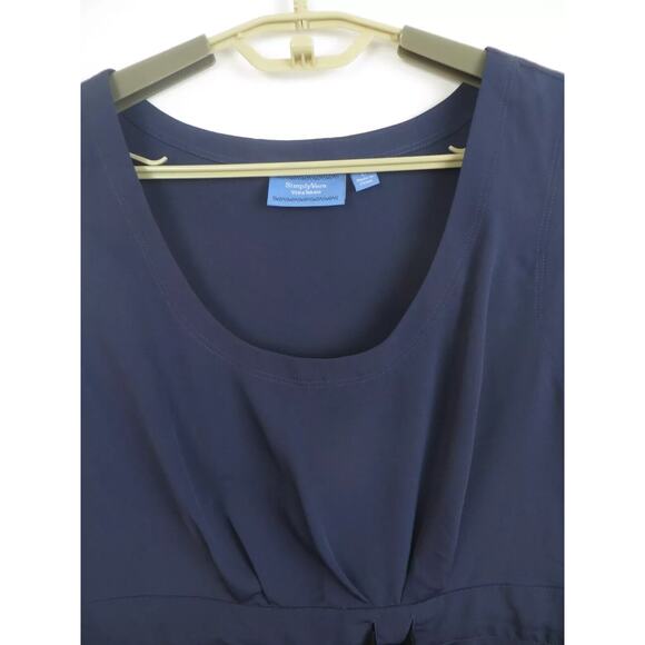 SIMPLY VERA Wang Size Large Navy Blue Poly Blouse Pleat Tie Decor Women's $48 - Picture 6 of 11